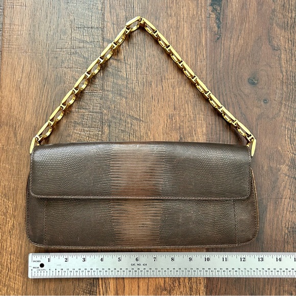 COLE HAAN bronze metallic leather baguette bag / clutch, NWOT - Picture 11 of 16